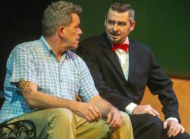 Dave Semple as Joe Boyd the long-suffering Washington Senators fan makes a deal with the devil (Simon Goodwin) to play for the team.  The London Community Players are presenting Damn Yankees at the Palace Theatre in London, Ont.  Photograph taken on Tuesday November 26, 2019.  Mike Hensen/The London Free Press/Postmedia Network