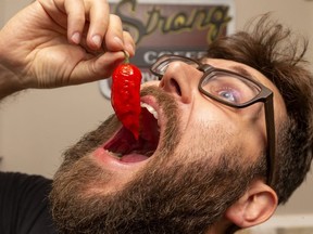 Mike Jack of London is in the Guinness book of world records several times for his ability to eat scorching hot peppers. (Mike Hensen/The London Free Press file photo)