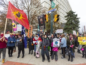 Climate Strike protest organized at the side of city hall at Dufferin and Wellington Street. Photograph taken on Friday November 29, 2019.  Mike Hensen/The London Free Press/Postmedia Network