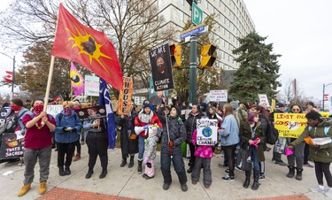 Climate Strike protest organized at the side of city hall at Dufferin and Wellington Street. Photograph taken on Friday November 29, 2019.  Mike Hensen/The London Free Press/Postmedia Network