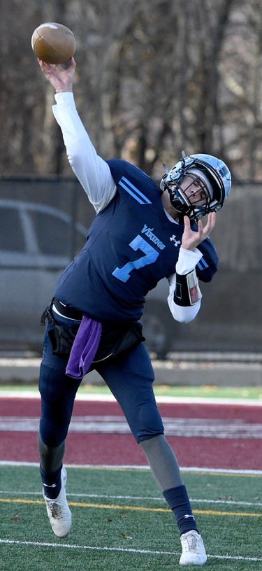 London's A.B. Lucas Vikings in OFSSA Western Bowl action with the Huron Heights Warriors on Thursday, Nov. 28, 2019 at Ron Joyce Stadium at McMaster University in Hamilton. Huron Heights won the game 41-19. (Cathie Coward/Hamilton Spectator)