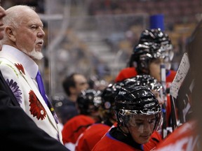Don Cherry watches his team during the third period of the Home Hardware CHL/NHL Top Prospects game at the Air Canada Centre in Toronto on Jan. 19, 2011. (Dave Abel/Toronto Sun)