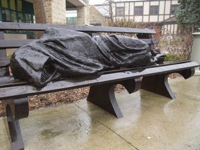 Jesus the Homeless sculpture at King's University college. (File photo)