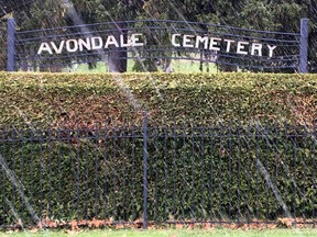 Snow falls near the entrance to the Avondale Cemetery on Tuesday November 5, 2019 in Stratford, Ont. Terry Bridge/Stratford Beacon Herald/Postmedia Network