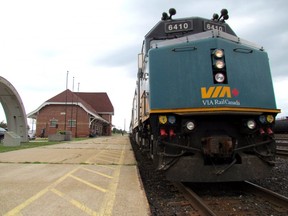 A Via train is stopped at the Sarnia train station in this file photo.