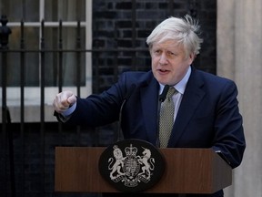 Prime Minister Boris Johnson makes a statement in Downing Street (Photo by Chris Furlong/Getty Images)