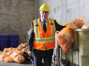 Jay Stanford, city hall's environment boss, stands next to some of the already collected as part of London's "Hefty EnergyBag" pilot project, which aims to avoid hard-to-recycle plastics from ending at the local landfill. JONATHAN JUHA/The London Free Press