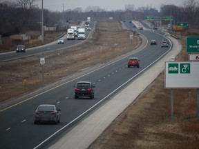 Highway 402 will be a major portion of the route of a new bus service between Sarnia and London, set to start running in April. (Paul Morden, The Observer)