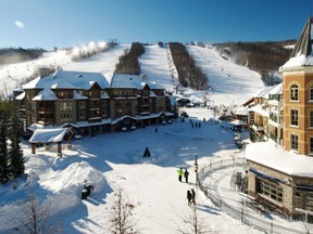 A winter scene makes Blue Mountain Village look like a postcard.