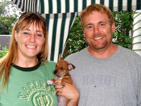 Angela Harkley and Bradley Warwick are pictured here in August 2006, one month before she was killed.