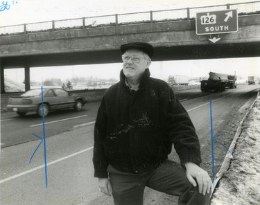 Frank Clarke, supervised 1950s Highway 401 construction, 1990. (London Free Press files)