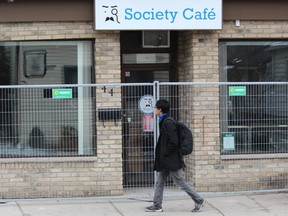 Society Cafe at 44 Blackfriars St. has been closed since a car slammed into the building on Oct. 27. The owner of the cafe hopes to reopen in February. DALE CARRUTHERS / THE LONDON FREE PRESS