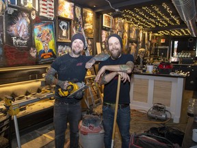 The Wolfe brothers, Gregg (left) and Justin, promise that their new bar called Holy Diver will be ready to open on Monday, December 9. Holy Diver is located beside their popular restaurant, The Early Bird, on Talbot Street in London. (Derek Ruttan/The London Free Press)