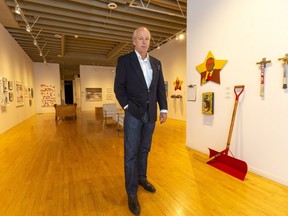 Michael Gibson, owner of the Michael Gibson Gallery on Carling Street has been a fixture in the London art scene and is celebrating his 35th year downtown in London, Ont.  (Mike Hensen/The London Free Press)