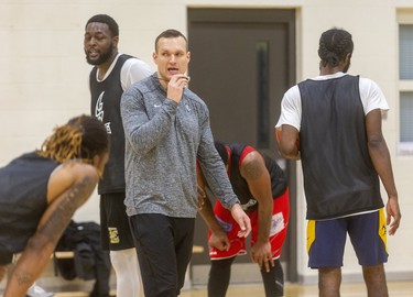 New Lightning head coach Doug Plum, says this week is going to be a "grind for the guys," as they get up to speed during the first week of the London Lightning training camp  in London, Ont.  (Mike Hensen/The London Free Press)