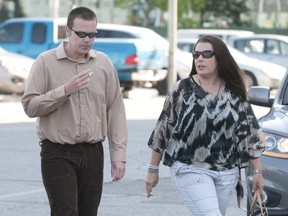 Tara McDonald, mother of murdered Woodstock girl Victoria 'Tori' Stafford, arrives at the London Courthouse with her boyfriend James Goris.  (File photo)