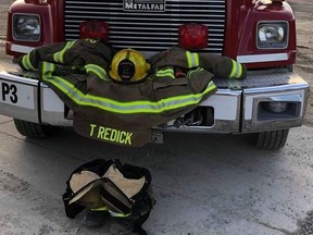 This photo was posted Sunday to the Brooke Fire Rescue Facebook page in tribute to Brooke-Alvinston firefighter Tanner Redick who died Friday in a collision on Petrolia Line.