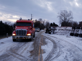 A truck carrying chickens crashed in Huron County on Wednesday, Nov. 18, 2019. (OPP supplied photo)