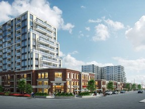 An artist's rendering of the proposed, $100-million development at Hyde Park and Gainsborough Road that will see two mid-rise, high-end residential towers built at the corner as well as more than 30,000 sq. ft. of boutique, commercial space.