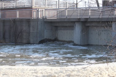 The Lower Thames Valley Conservation Authority has activated the pump on the Sixth Street dam to lower the level of McGregor's Creek on Wednesday January 15, 2020. (Ellwood Shreve/Postmedia Network)