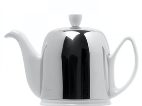The perfect teapot with a modern cozy makes for stylish moments when serving tea. Salam 1L teapot with stainless cover/cloche, $190, www.williamashley.com