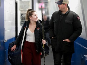 Chris Phillips, an Ottawa Senators legend, was just like every other parent earlier this week when he watched his daughter, Zoe, play a game in Ottawa. Phillips, 41, will have his jersey retired by the Senators next month. (Julie Oliver/Postmedia Network)