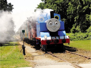 Thomas The Tank Engine chugs along the Talbot Spur at the Elm Street crossing, giving hundreds of visitors on opening day of Day Out With Thomas a good old-fashioned train ride. (Postmedia Network file photo)