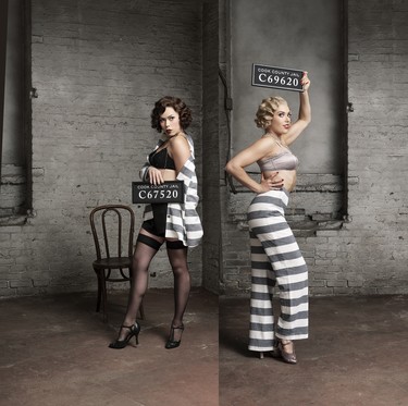 Jennifer Rider-Shaw (left) and Chelsea Preston kick it up in Chicago.   Creative Direction by Punch & Judy Inc.
