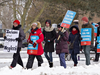 Striking elementary school teachers and other staff picket at the Grand Erie District school board offices in Brantford on Tuesday Jan. 21, 2020. The rotating one-day strikes by Elementary Teachers Federation of Ontario (ETFO) members hit London’s Thames Valley District school board on Wednesday. (Brian Thompson/Postmedia Network)