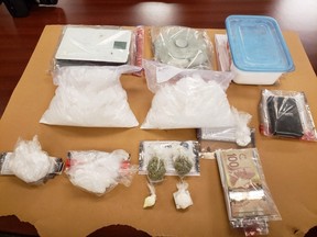Investigators seized more than $200,000 worth of meth and other drugs during a series of searches on Wednesday, police said. (London police supplied photo)