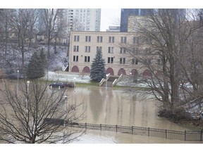 The Thames River spilled its banks, flooding Harris Park in London, after record amounts of rain fell January 11, 2020. (Derek Ruttan/The London Free Press)