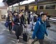 Passengers disembark from a train at London's Via Rail station, one of the busiest in the national rail service's network. (DEREK RUTTAN, The London Free Press)