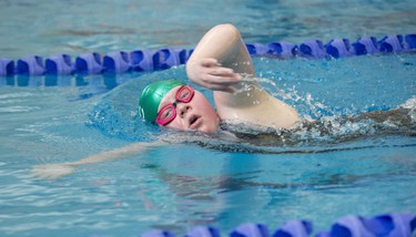 Amiera Black of the Wilmot Aquatic Aces competes in the 400m freestyle during the 3rd Annual London Gliders Swim Meet. 180 swimmers from 12 clubs across Southwestern Ontario competed in the Special Olympics meet at the Aquatic Centre in London on Sunday January 19, 2020.  Derek Ruttan/The London Free Press/Postmedia Network