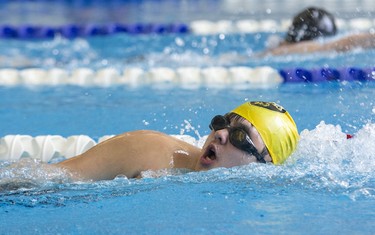 Tin Nguyen of Windsor competes in the 400m freestyle during the 3rd Annual London Gliders Swim Meet. 180 swimmers from 12 clubs across Southwestern Ontario competed in the Special Olympics meet at the Aquatic Centre in London on Sunday January 19, 2020. Derek Ruttan/The London Free Press/Postmedia Network