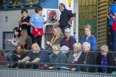 People watch the competition during the 3rd Annual London Gliders Swim Meet. 180 swimmers from 12 clubs across Southwestern Ontario competed in the Special Olympics meet at the Aquatic Centre in London on Sunday January 19, 2020.  Derek Ruttan/The London Free Press/Postmedia Network