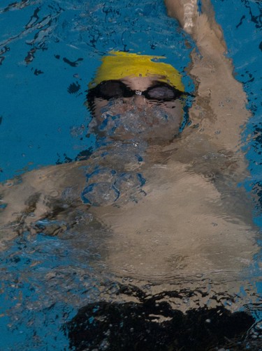 Brandon Brooks of Windsor competes in the 100m backstroke during the 3rd Annual London Gliders Swim Meet. 180 swimmers from 12 clubs across Southwestern Ontario competed in the Special Olympics meet at the Aquatic Centre in London on Sunday January 19, 2020.  Derek Ruttan/The London Free Press/Postmedia Network