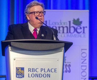 London Mayor Ed Holder delivers the annual State of the City speech to a crowd of roughly 1,400 in downtown London. Photograph taken on Wednesday January 22, 2020.  (Mike Hensen/The London Free Press)