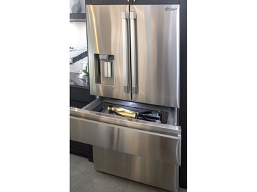 A fridge available from London Major Appliances features a drawer for cooling bottles. (MIKE HENSEN, The London Free Press)