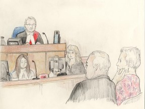 Erna Kern, 85, sits with her lawyer Gordon Cudmore on May 18, 2016, in a London courtroom where she pleaded guilty to trying to kill her Alzheimer's-stricken husband on a weekend visit home from his long-term care home in the city. (Charles Vincent/ The London Free Press)