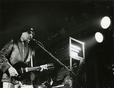 Nash the Slash (musician Jeff Plowman) performs at Bullwinkles, 1985. (London Free Press files)