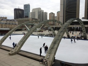 Winter fun includes skating at Nathan Phillips Square outside Toronto City Hall and other new outdoor rinks (Barbara Fox photo)