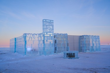 Iceculture Inc. the Hensall company that makes ice, sent three truckloads of ice to Gimli Manitoba last month for an ice garage built by Mercedes Benz. The automaker held media and customer events, including a concert, on site and it will be used in TV commercials and social media campaigns. The garage will stand until it melts, said Mercedes officials. (Supplied photo)