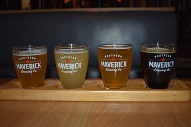 Ordering a flight is the perfect introduction to a new craft brewery. Four solid choices that showcase the brewing expertise at Northern Maverick in Toronto are, from left, a hefeweizen unnamed by the brewery, Heart of Tartness sour, All American IPA and Tzar Wars Imperial Stout.
BARBARA TAYLOR THE LONDON FREE PRESS