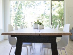 Architect Linc Thelen designed and built the dining room table in his shop.