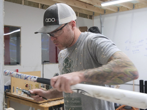 Trevor Oakes makes a bat at ABO Baseball. (Chris Abbott/Tillsonburg News)