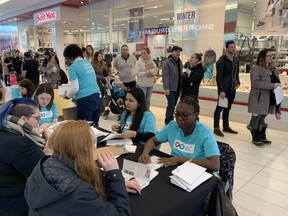 Crowds lined up at White Oaks Mall Saturday for a stem cell donor drive inspired by 18-month-old Savannah Hill, a Windsor toddler battling a rare form of leukemia and searching for a match.