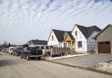 Homes are  being built in the Woods Edge subdivision in Mt. Bridges, Ont. (Derek Ruttan/The London Free Press)