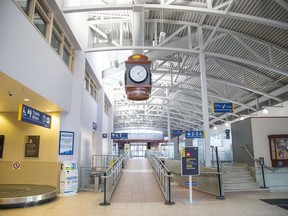 London's Via Rail station, the nation's fourth-busiest, is all but deserted Thursday, Feb. 13, as the passenger rail provider suspended service nationwide in the face of pipeline protesters' rail blockades. (Derek Ruttan/The London Free Press)