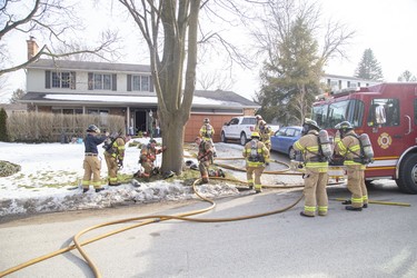 One resident was taken to hospital as a precaution after escaping a house fire at 190 Wychwood Park in London, Ont. on Monday February 24, 2020. Twenty firefighters teamed up to put out the fire. A preliminary damage estimate was set at $300,00 to $400,000.Derek Ruttan/The London Free Press/Postmedia Network