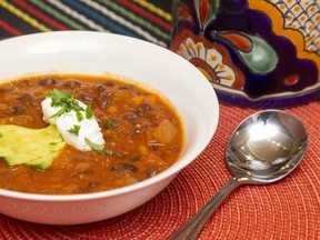 Garnish Easy Black Bean Soup with avocado and sour cream. Mike Hensen/The London Free Press